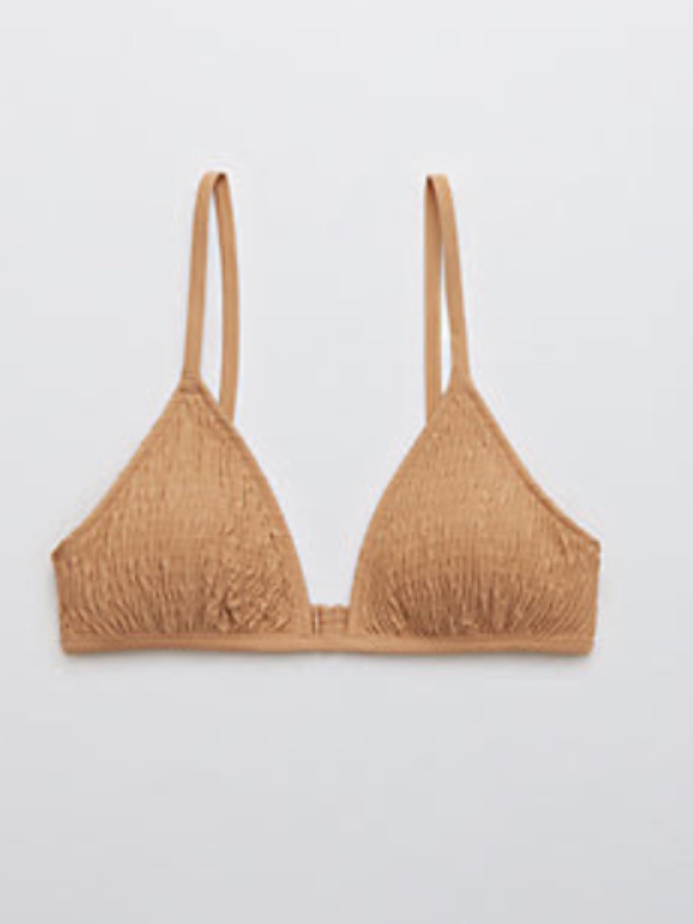 NWOT Aerie smocked triangle bikini top.  Color is toasty